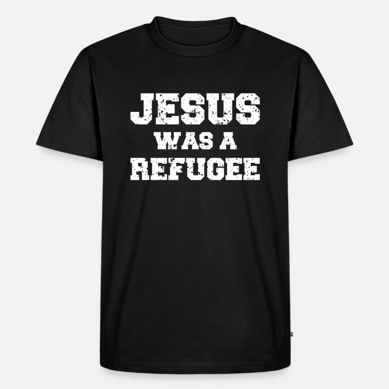 Jesus was a refugee - Männer Premium Bio T-Shirt - Schwarz