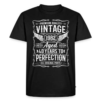 Né en 1982 Vintage 40e anniversaire rétro - T-shirt Premium bio Homme - noir - Devant - Nico (187cm)