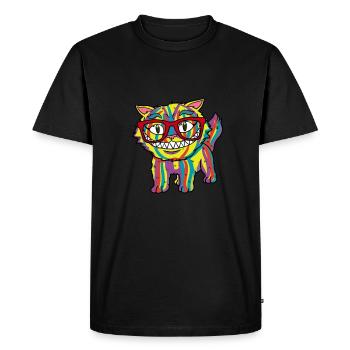 Chat Lunettes de vacances Chat coloré mer d’été - T-shirt Premium bio Homme - noir - Devant - Nico (187cm)