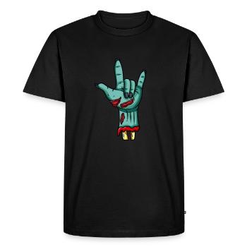 Zombie Hand Rock n Roll Bone Fingernails - Men's Premium Organic T-Shirt - black - Front - Nico (187cm)