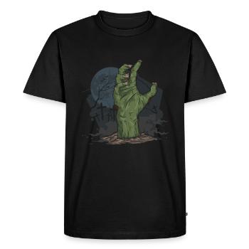 Cimetière de la main zombie d’Halloween - T-shirt Premium bio Homme - noir - Devant - Nico (187cm)