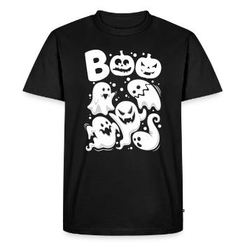 BOO Ghosts Scare Halloween - Men's Premium Organic T-Shirt - black - Front - Nico (187cm)