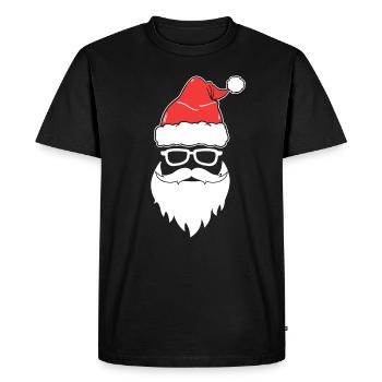 Visage cool du Père Noël avec des lunettes - T-shirt Premium bio Homme - noir - Devant - Nico (187cm)