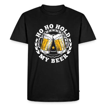 Ho Ho tiens ma bière - T-shirt Premium bio Homme - noir - Devant - Nico (187cm)
