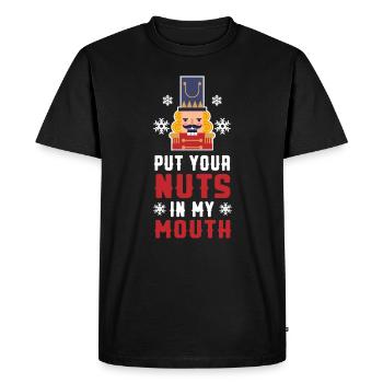 Mets tes noix dans ma bouche - T-shirt Premium bio Homme - noir - Devant - Nico (187cm)