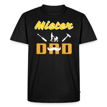 Mister Dad Moustache Blanche - T-shirt Premium bio Homme - noir - Devant - Nico (187cm)