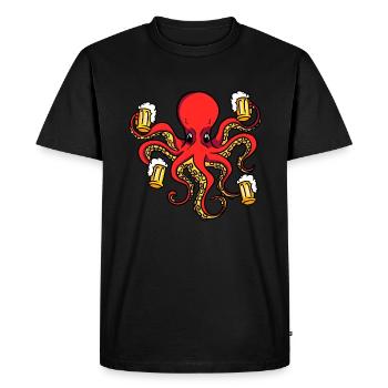 OCTABEER Poulpe avec chopes à bière Fête - T-shirt Premium bio Homme - noir - Devant - Nico (187cm)