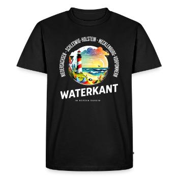 Waterkant – Chez lui dans le nord - T-shirt Premium bio Homme - noir - Devant - Nico (187cm)