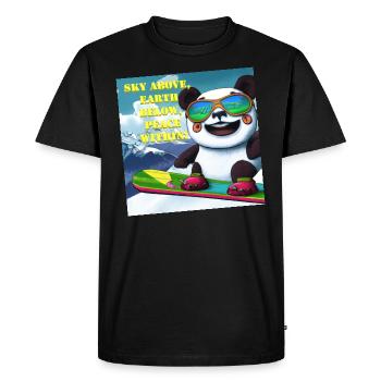 Panda on Snowboard Variant 1 Text - Men's Premium Organic T-Shirt - black - Front - Nico (187cm)