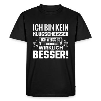 Know-it-all clever shit funny saying knowledge - Men's Premium Organic T-Shirt - black - Front - Nico (187cm)