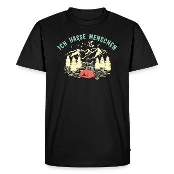 I hate people camping hiking - Men's Premium Organic T-Shirt - black - Front - Nico (187cm)