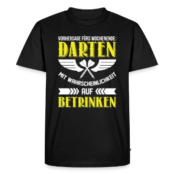 Dart Alkohol Spruch - Männer Premium Bio T-Shirt - Schwarz - Vorne - Nico (187cm)
