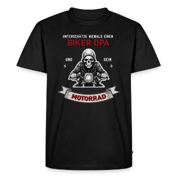 Biker Grandpa Motorcycle Motorcyclist - Men's Premium Organic T-Shirt - black - Front - Nico (187cm)