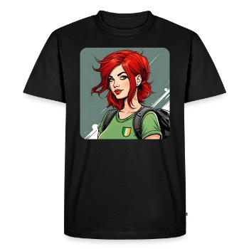 Fille rousse irlandaise cool - T-shirt Premium bio Homme - noir - Devant - Nico (187cm)