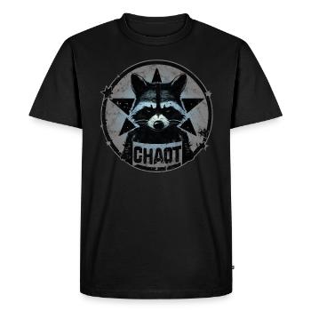 Raccoon, Chaotic, Anarchy, Revolution, Star - Men's Premium Organic T-Shirt - black - Front - Nico (187cm)