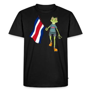 Costa Rica Fan Frog - Men's Premium Organic T-Shirt - black - Front - Nico (187cm)