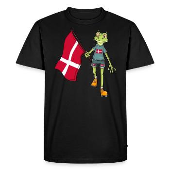 Denmark Fan Frog - Men's Premium Organic T-Shirt - black - Front - Nico (187cm)