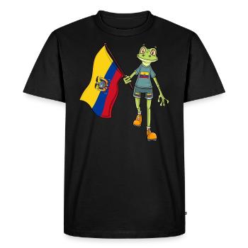 Ecuador Fan Frog - Men's Premium Organic T-Shirt - black - Front - Nico (187cm)