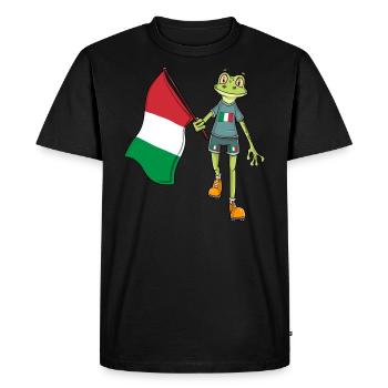 Italy Fan Frog - Men's Premium Organic T-Shirt - black - Front - Nico (187cm)