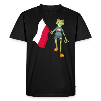Poland Fan Frog - Men's Premium Organic T-Shirt - black - Front - Nico (187cm)