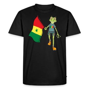 Senegal Fan Frog - Men's Premium Organic T-Shirt - black - Front - Nico (187cm)