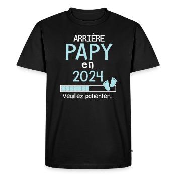Arrière Papy en 2024 cadeau futur Grand-père - T-shirt Premium bio Homme - noir - Devant - Nico (187cm)