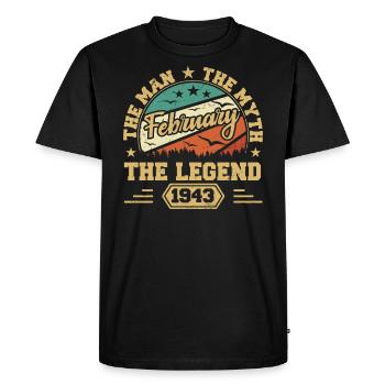 Geburtstagsgeschenk - geboren im Februar 1943 - Männer Premium Bio T-Shirt - Schwarz - Vorne - Nico (187cm)