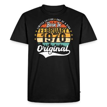 Né en février 1970 - cadeau d'anniversaire - T-shirt Premium bio Homme - noir - Devant - Nico (187cm)