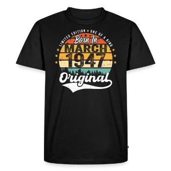 Mars 1947 Vintage Vintage rétro anniversaire 1947 - T-shirt Premium bio Homme - noir - Devant - Nico (187cm)