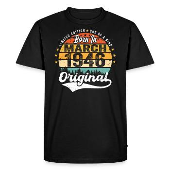 Mars 1946 Vintage Vintage rétro anniversaire 1946 - T-shirt Premium bio Homme - noir - Devant - Nico (187cm)