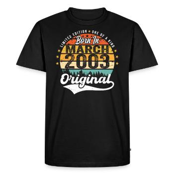 Mars 2003 Vintage Vintage Retro Anniversaire 2003 - T-shirt Premium bio Homme - noir - Devant - Nico (187cm)