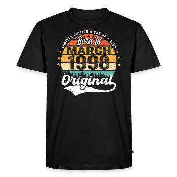 Mars 1998 Vintage Vintage Retro Anniversaire 1998 - T-shirt Premium bio Homme - noir - Devant - Nico (187cm)