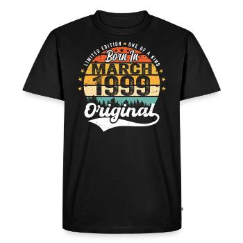 Mars 1999 Vintage Vintage Retro Anniversaire 1999 - T-shirt Premium bio Homme - noir - Devant - Nico (187cm)