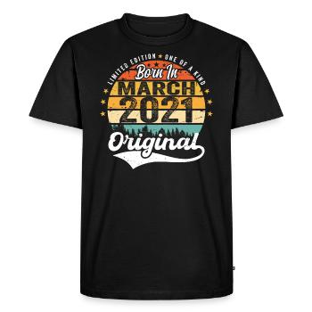 Mars 2021 Vintage Vintage Rétro Anniversaire 2021 - T-shirt Premium bio Homme - noir - Devant - Nico (187cm)