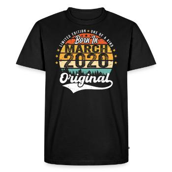 Mars 2020 Vintage Vintage Rétro Anniversaire 2020 - T-shirt Premium bio Homme - noir - Devant - Nico (187cm)
