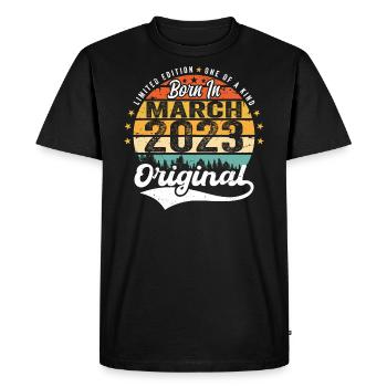 Mars 2023 Vintage Vintage Rétro Anniversaire 2023 - T-shirt Premium bio Homme - noir - Devant - Nico (187cm)