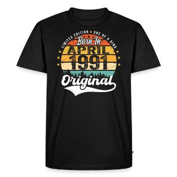 April 1991 Birthday Gift April 1991 Vintage - Men's Premium Organic T-Shirt - black - Front - Nico (187cm)