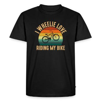 I Wheelie Love Riding My Bike, vélo wheelie - T-shirt Premium bio Homme - noir - Devant - Nico (187cm)