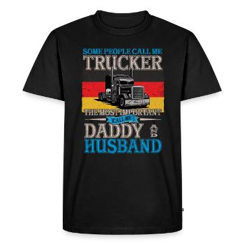 Camionneur allemand - T-shirt Premium bio Homme - noir - Devant - Nico (187cm)