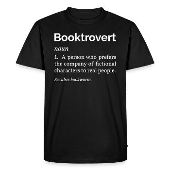 Booktrovert Definition I - Book Lover - Men's Premium Organic T-Shirt - black - Front - Nico (187cm)