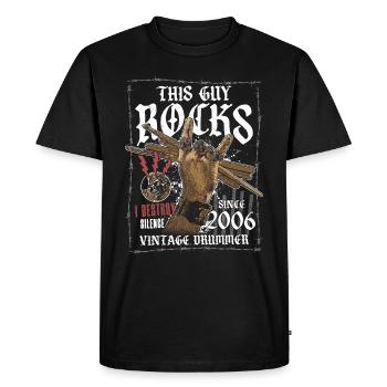 2006 Vintage Drums Drummer Anniversaire - T-shirt Premium bio Homme - noir - Devant - Nico (187cm)