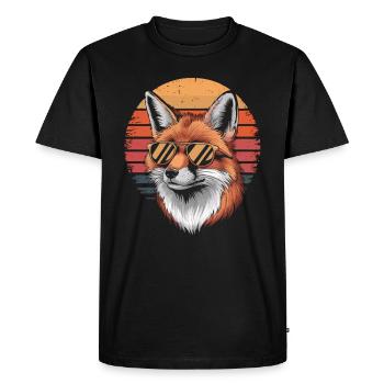 Renard avec lunettes de soleil vintage - T-shirt Premium bio Homme - noir - Devant - Nico (187cm)