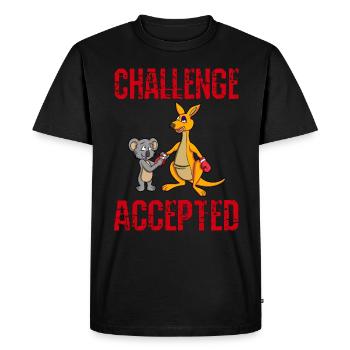CHALLENGE ACCEPTÉ - Boxer Kangaroo + Koala Trainer - T-shirt Premium bio Homme - noir - Devant - Nico (187cm)