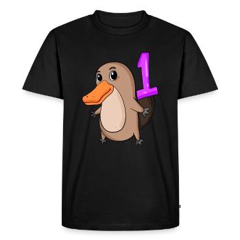 1 year old - School enrollment - Platypus motif - Za - Men's Premium Organic T-Shirt - black - Front - Nico (187cm)