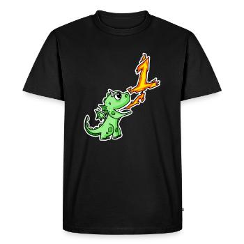 1 Year Old - School Enrollment - Dragon Motif - Number 1 - Men's Premium Organic T-Shirt - black - Front - Nico (187cm)