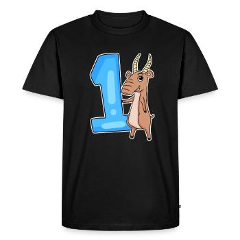 1 year old - School enrollment - Antelope motif - Number 1 - Men's Premium Organic T-Shirt - black - Front - Nico (187cm)