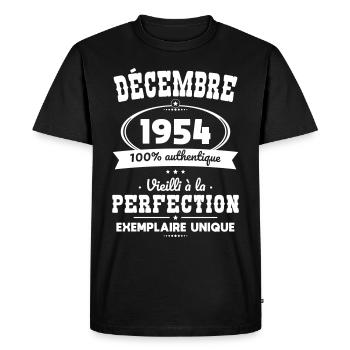 70th Anniversary - December 1954 Perfection - Men's Premium Organic T-Shirt - black - Front - Nico (187cm)