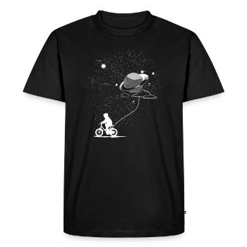 Fahrrad fahren mit einem Planeten - Männer Premium Bio T-Shirt - Schwarz - Vorne - Nico (187cm)