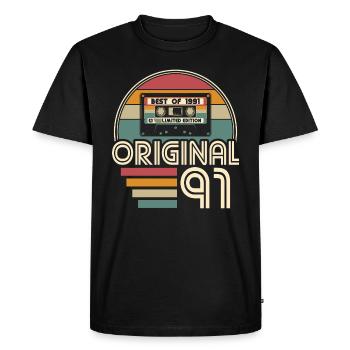 Vintage 1991 born Original 1991 Birthday - Men's Premium Organic T-Shirt - black - Front - Nico (187cm)