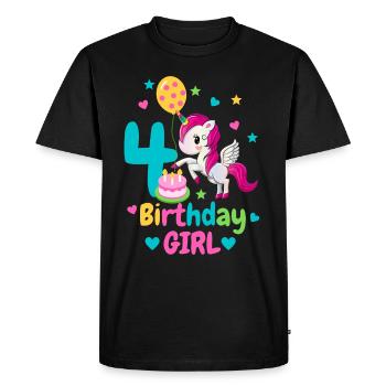 4th birthday unicorn. 4 years gift - Men's Premium Organic T-Shirt - black - Front - Nico (187cm)